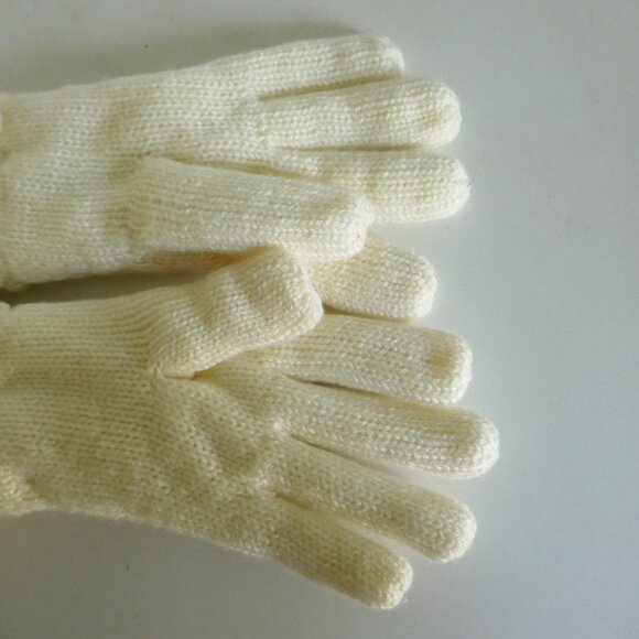NWOT vintage 90s cream white faux fur lined knit gloves - Picture 3 of 4